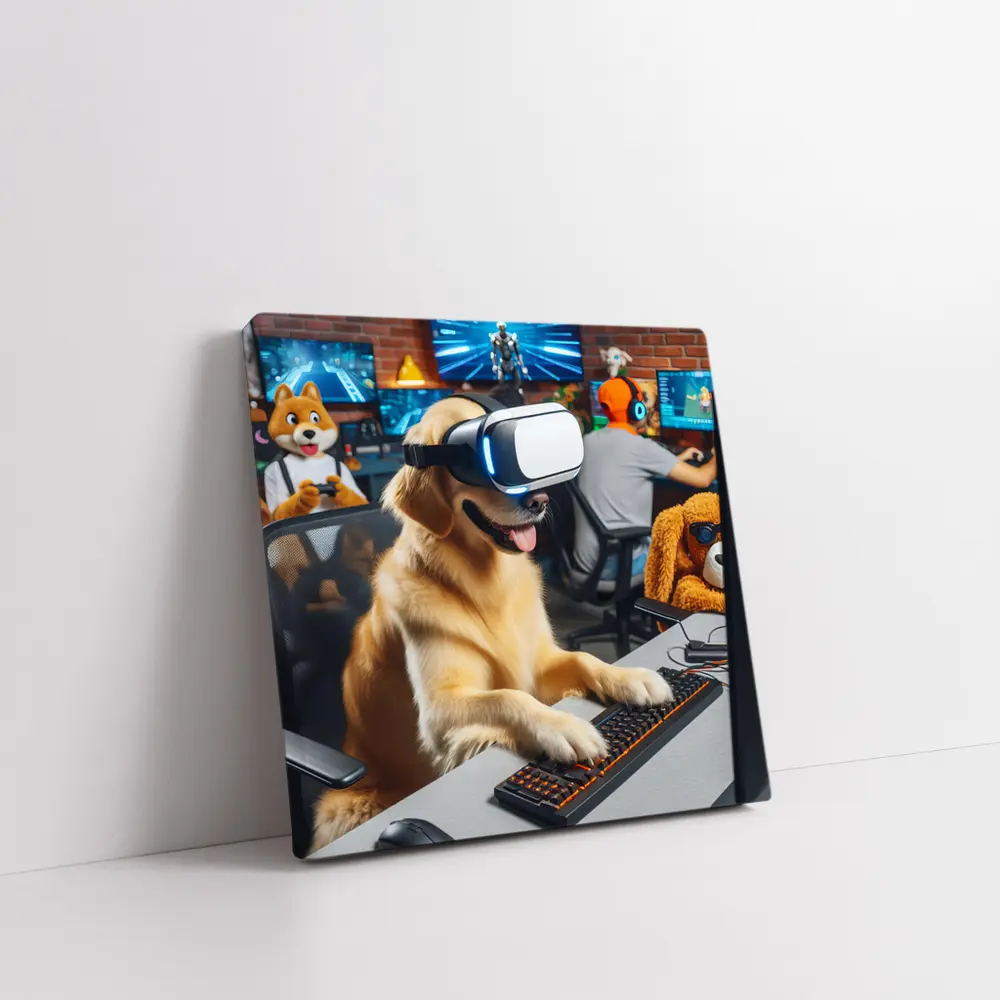 Golden Retriever Gaming With VR Headset – Wall Art