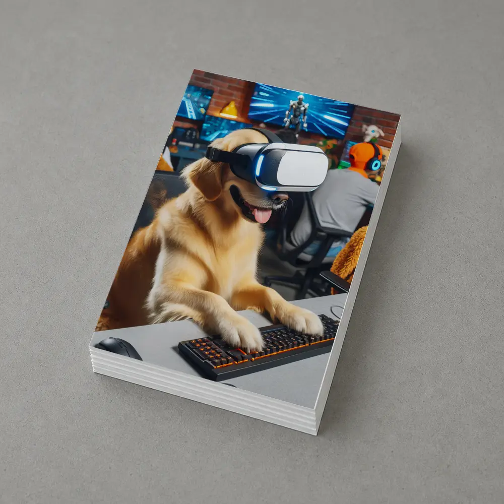 Golden Retriever Gaming With VR Headset – Postcards