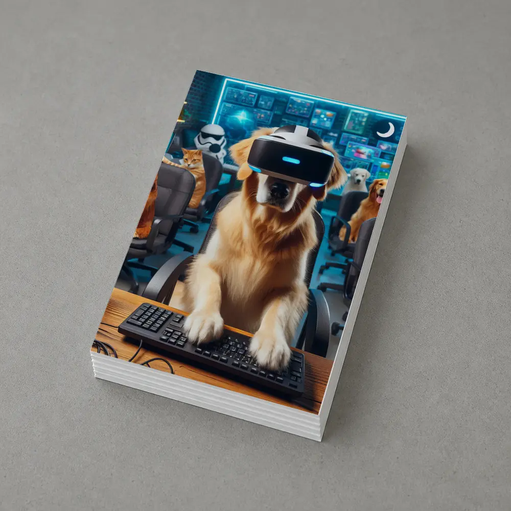 Golden Retriever Gaming With VR Headset – Postcards