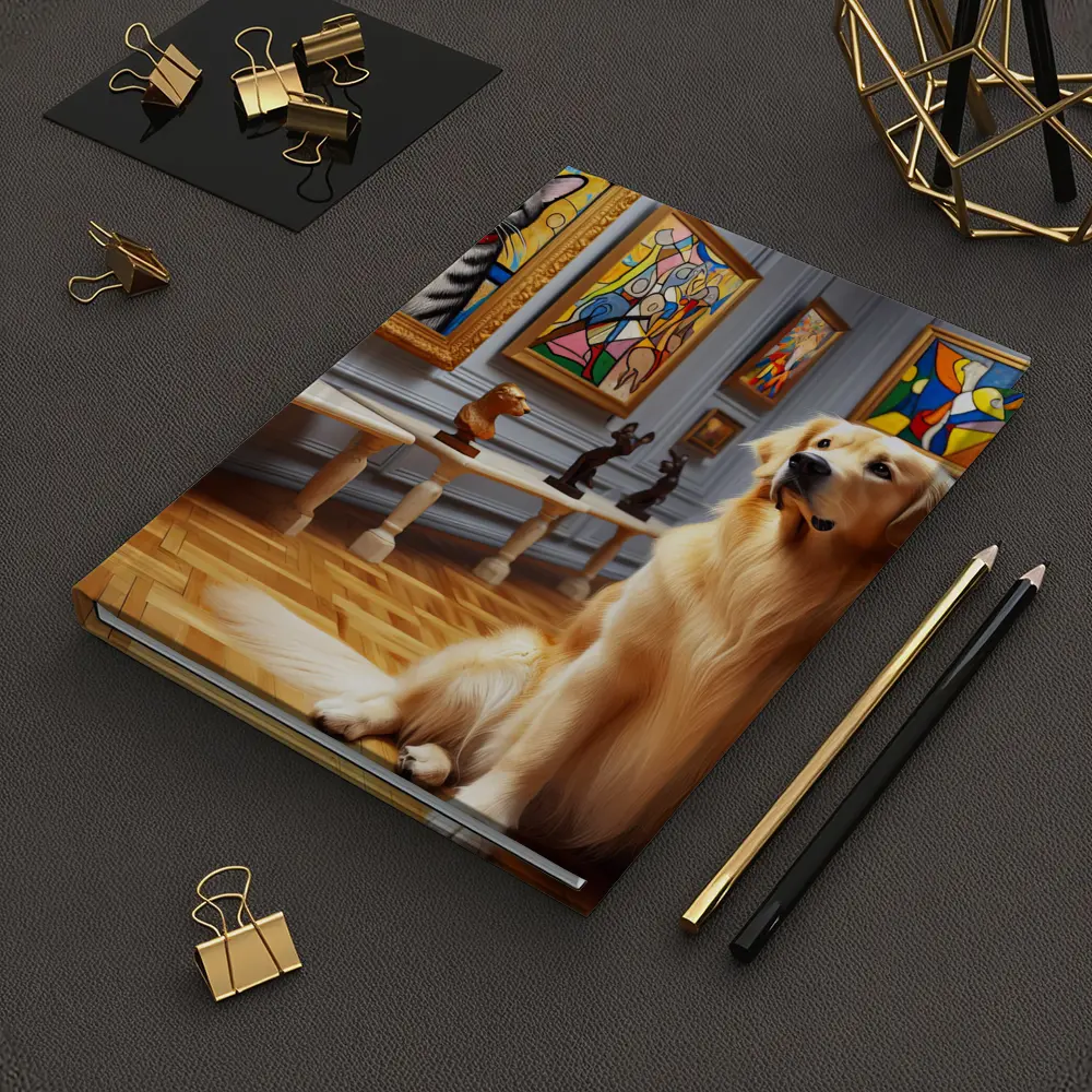 Golden Retriever Dog in Art Museum Gallery – Notebooks