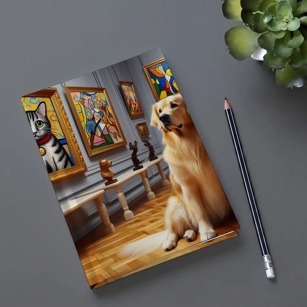 Golden Retriever Dog in Art Museum Gallery – Notebooks
