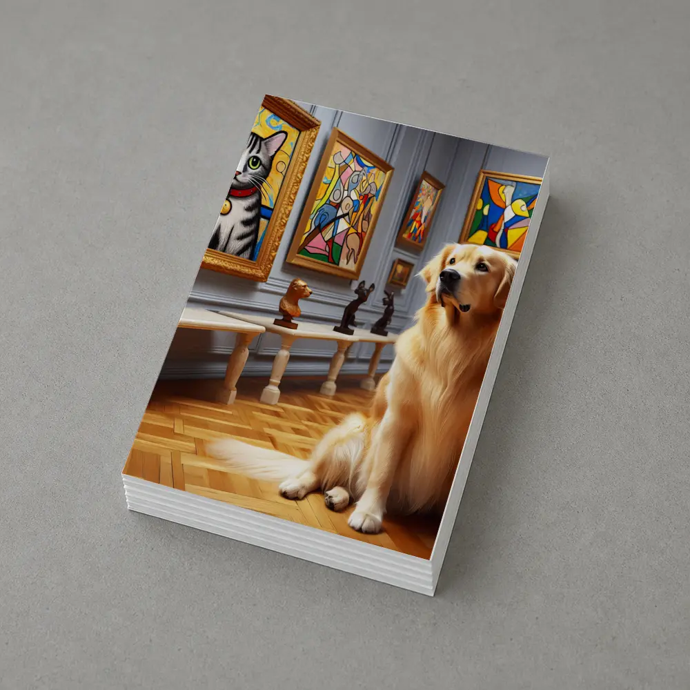 Golden Retriever Dog in Art Museum Gallery – Postcards