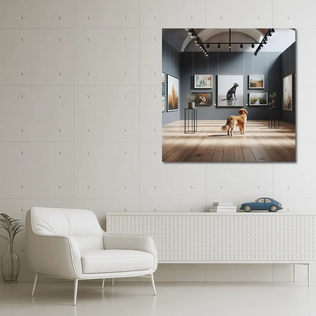 Golden Retriever Dog in Art Gallery – Wall Art