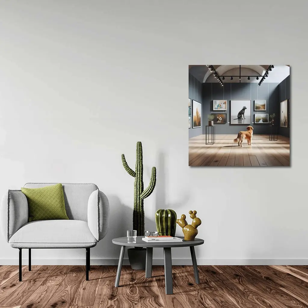 Golden Retriever Dog in Art Gallery – Wall Art