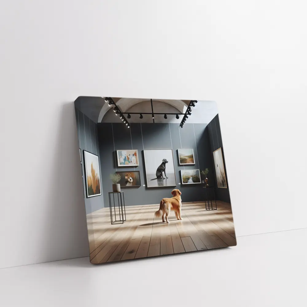 Golden Retriever Dog in Art Gallery – Wall Art