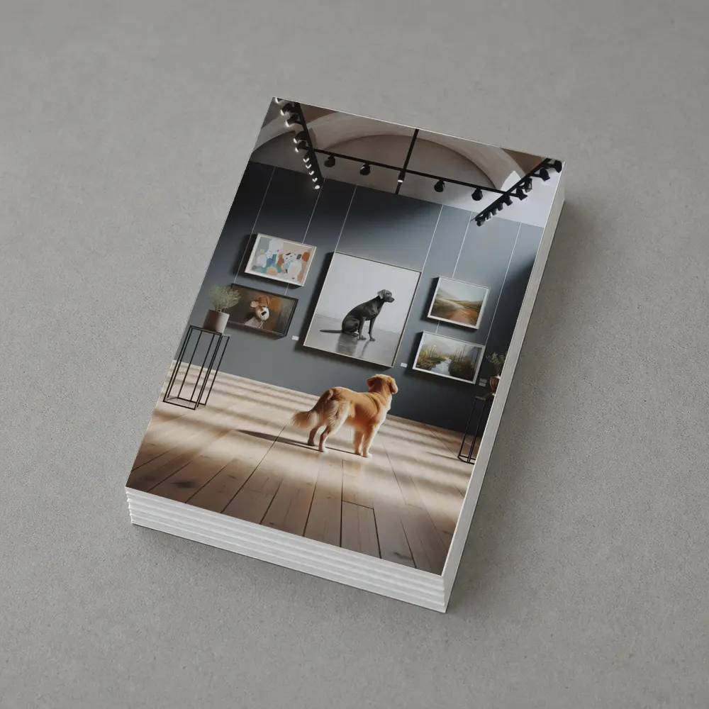 Golden Retriever Dog in Art Gallery – Postcards