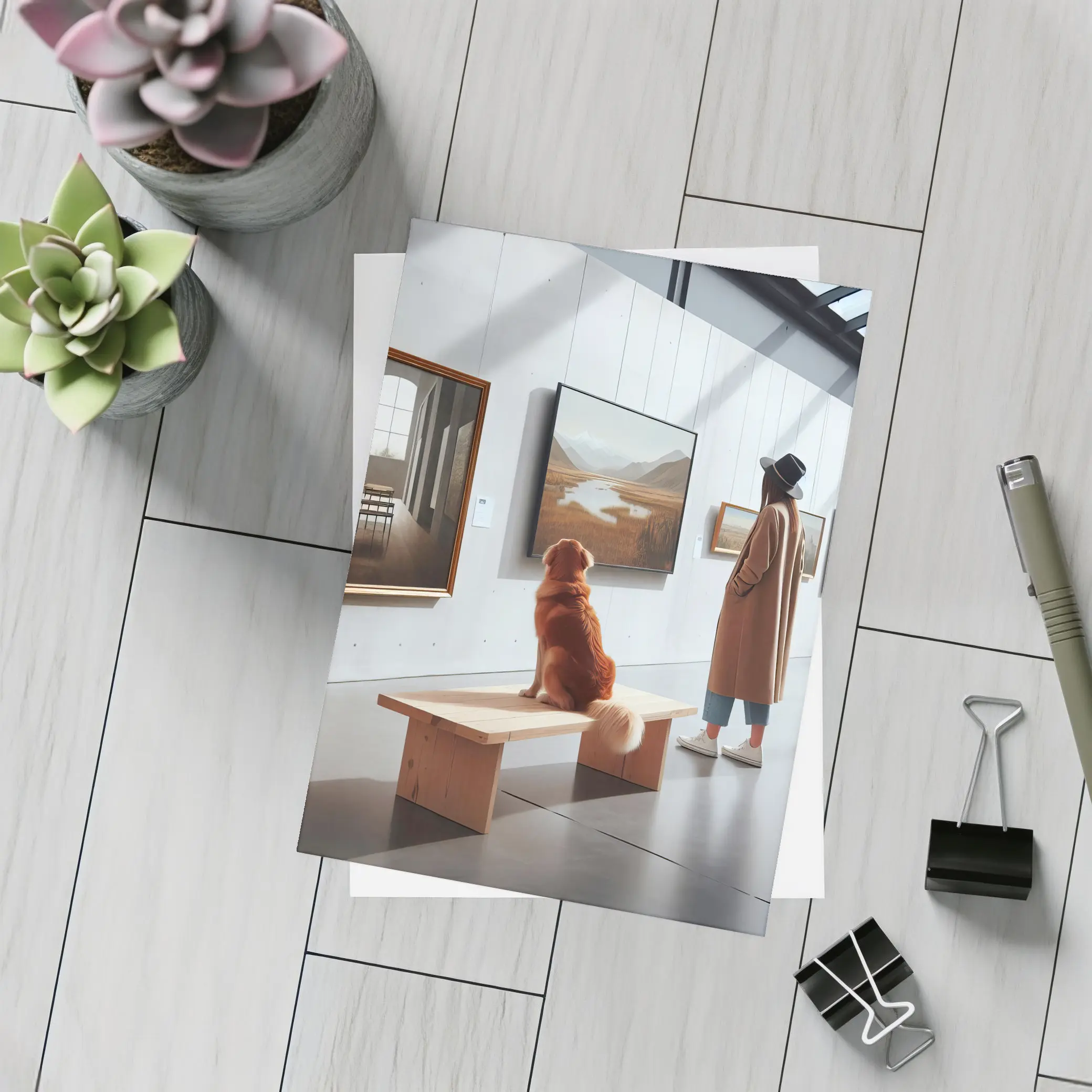 Golden Retriever Dog Art Gallery Museum – Postcards