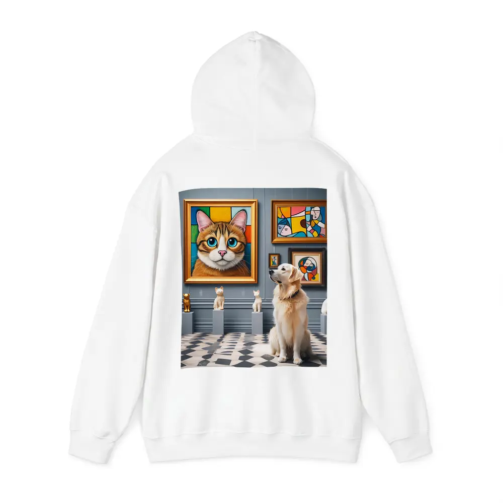 Golden Retriever Admiring Cat Portrait Art Gallery – Hoodies