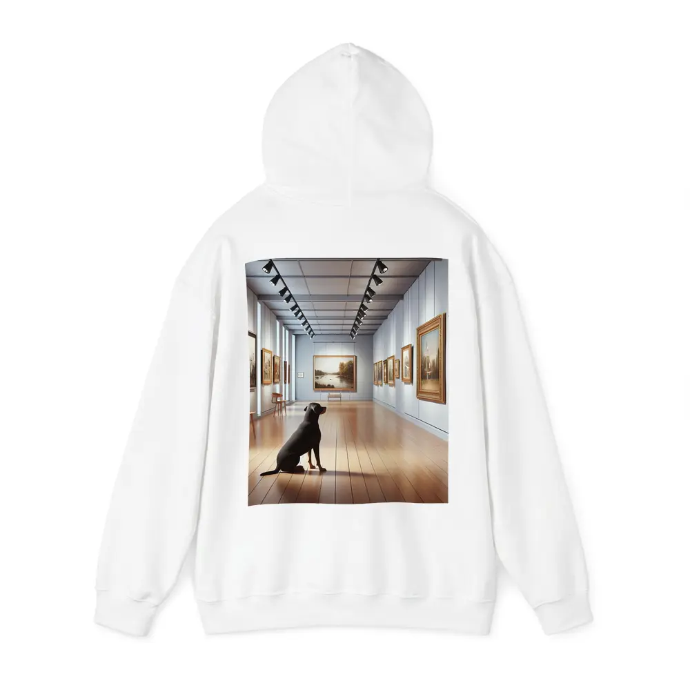 Black Labrador Sitting In Art Gallery – Hoodies