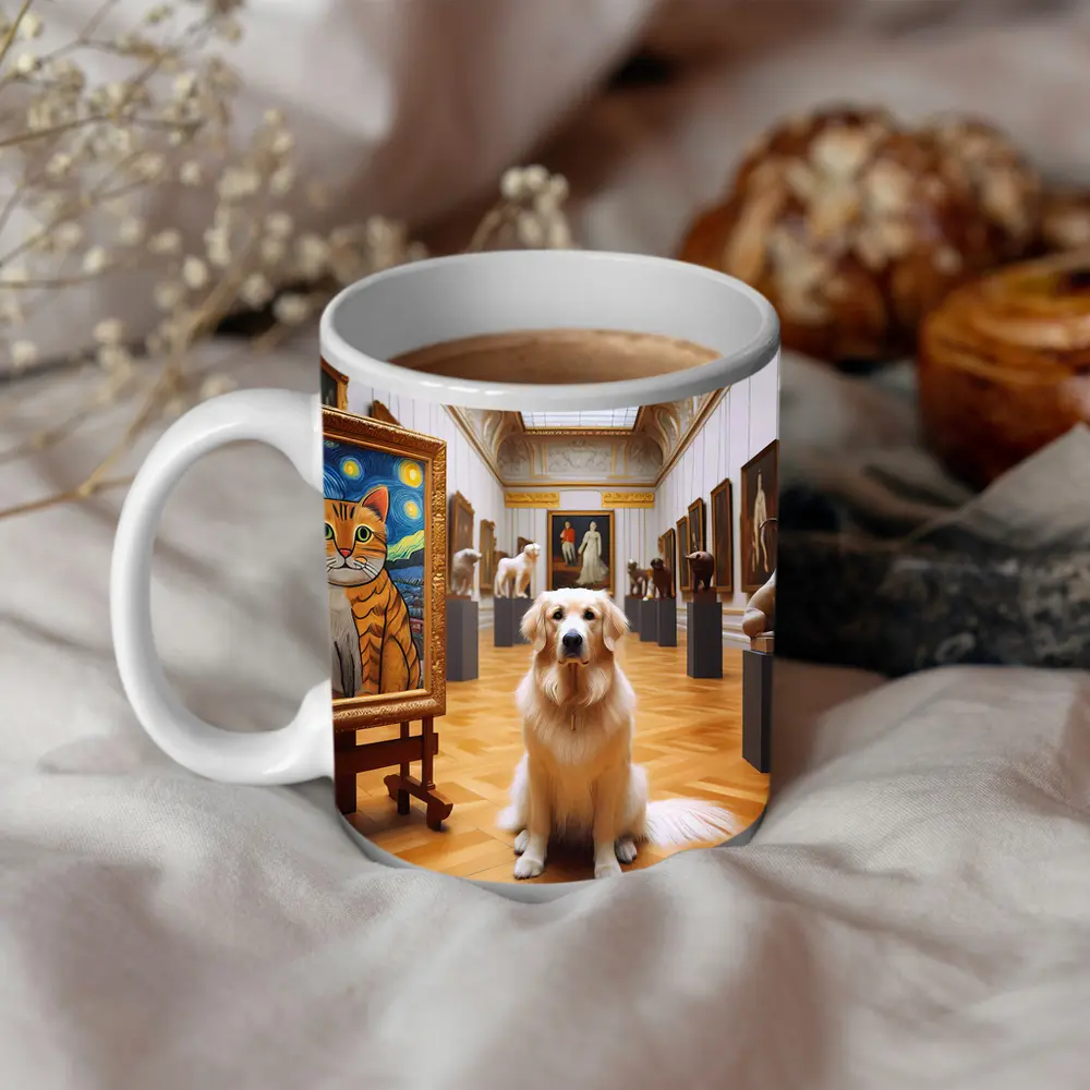 Golden Retriever Dog Art Gallery Museum – Mugs
