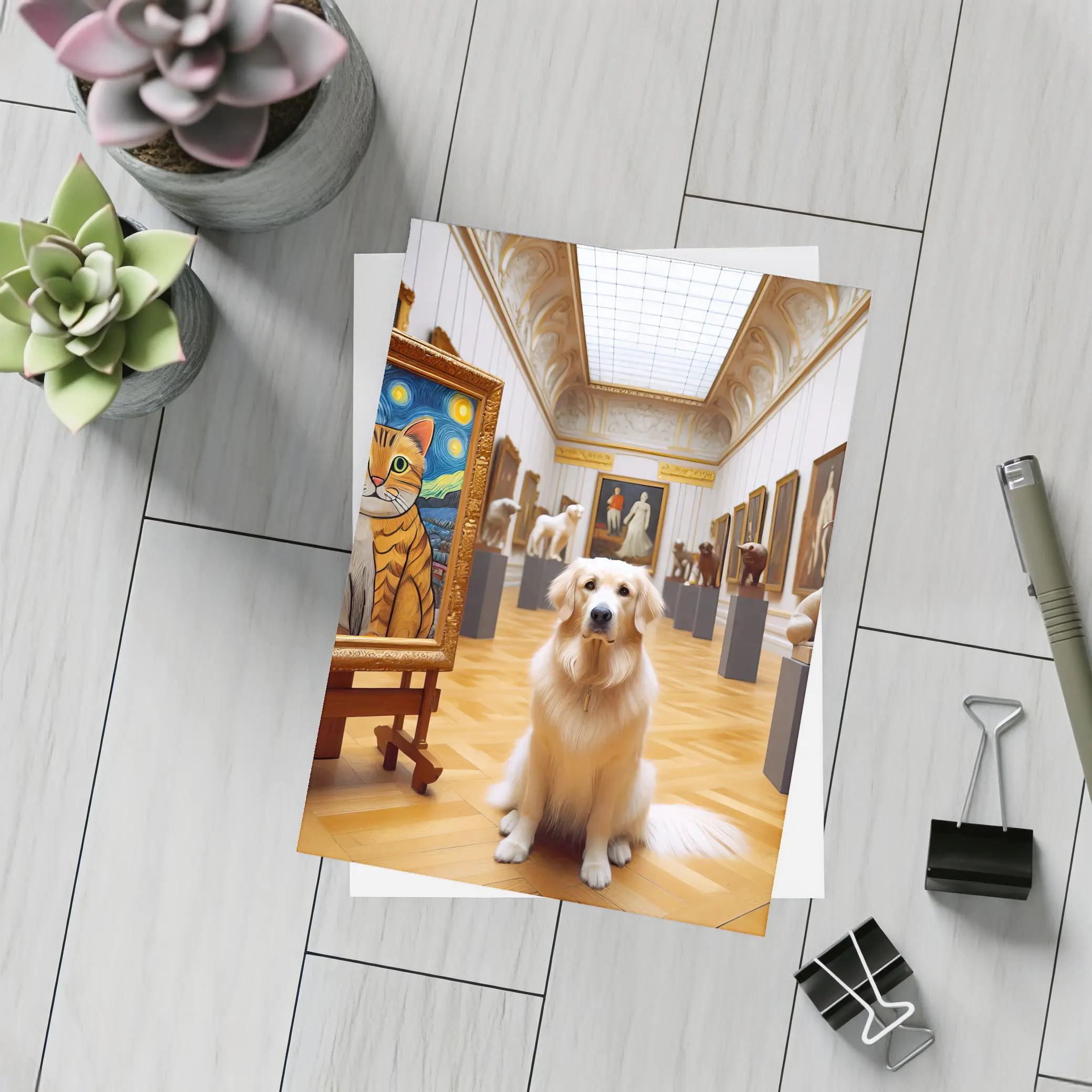 Golden Retriever Dog Art Gallery Museum – Postcards