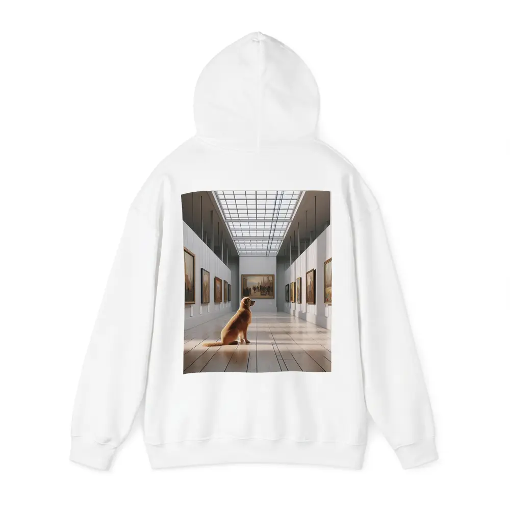 Golden Retriever Sitting in Art Gallery – Hoodies