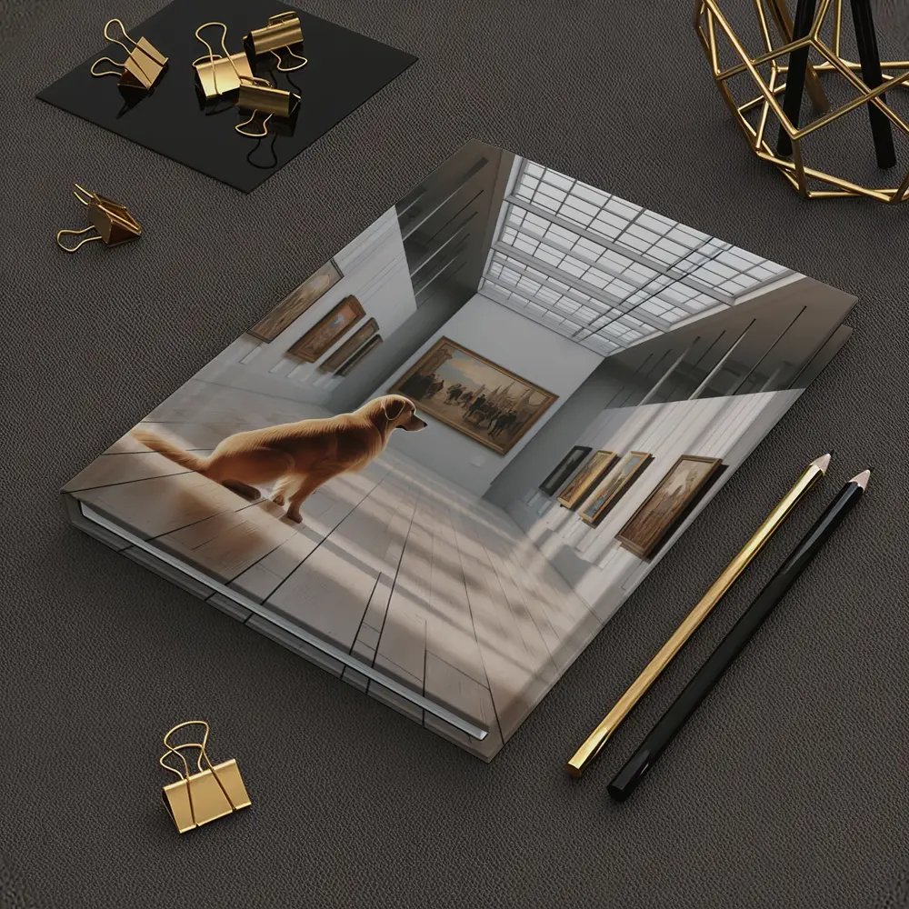 Golden Retriever Sitting in Art Gallery – Notebooks