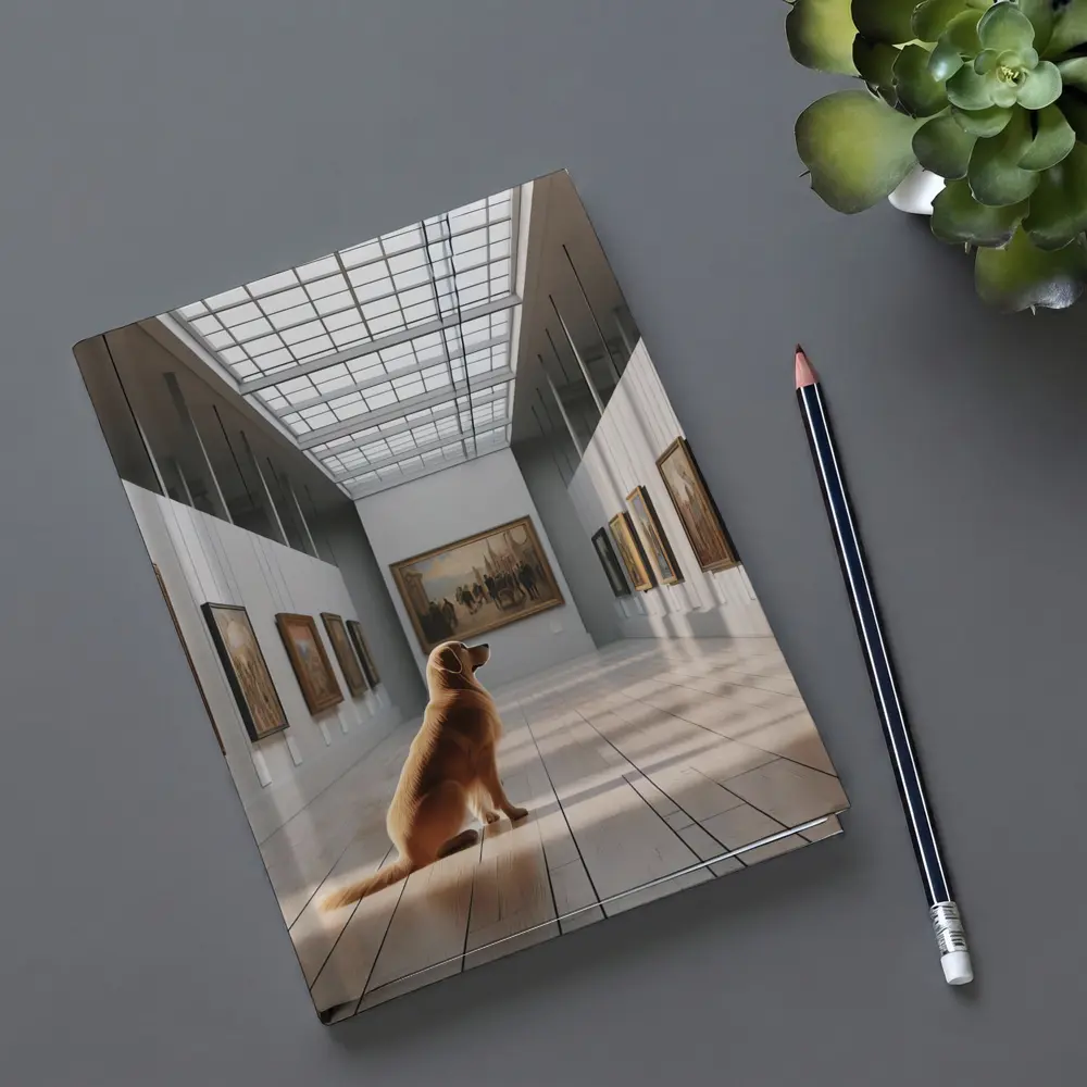 Golden Retriever Sitting in Art Gallery – Notebooks