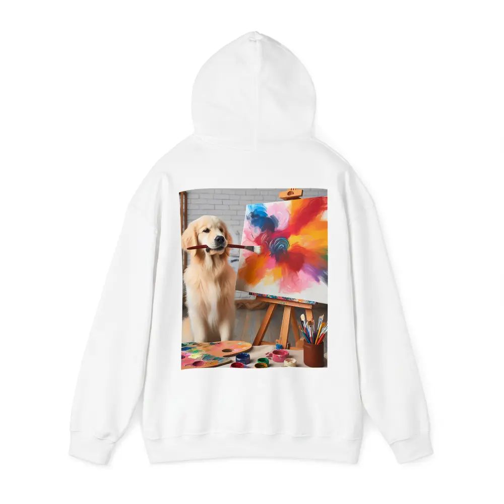 Golden Retriever Painting On Canvas Art Studio – Hoodies