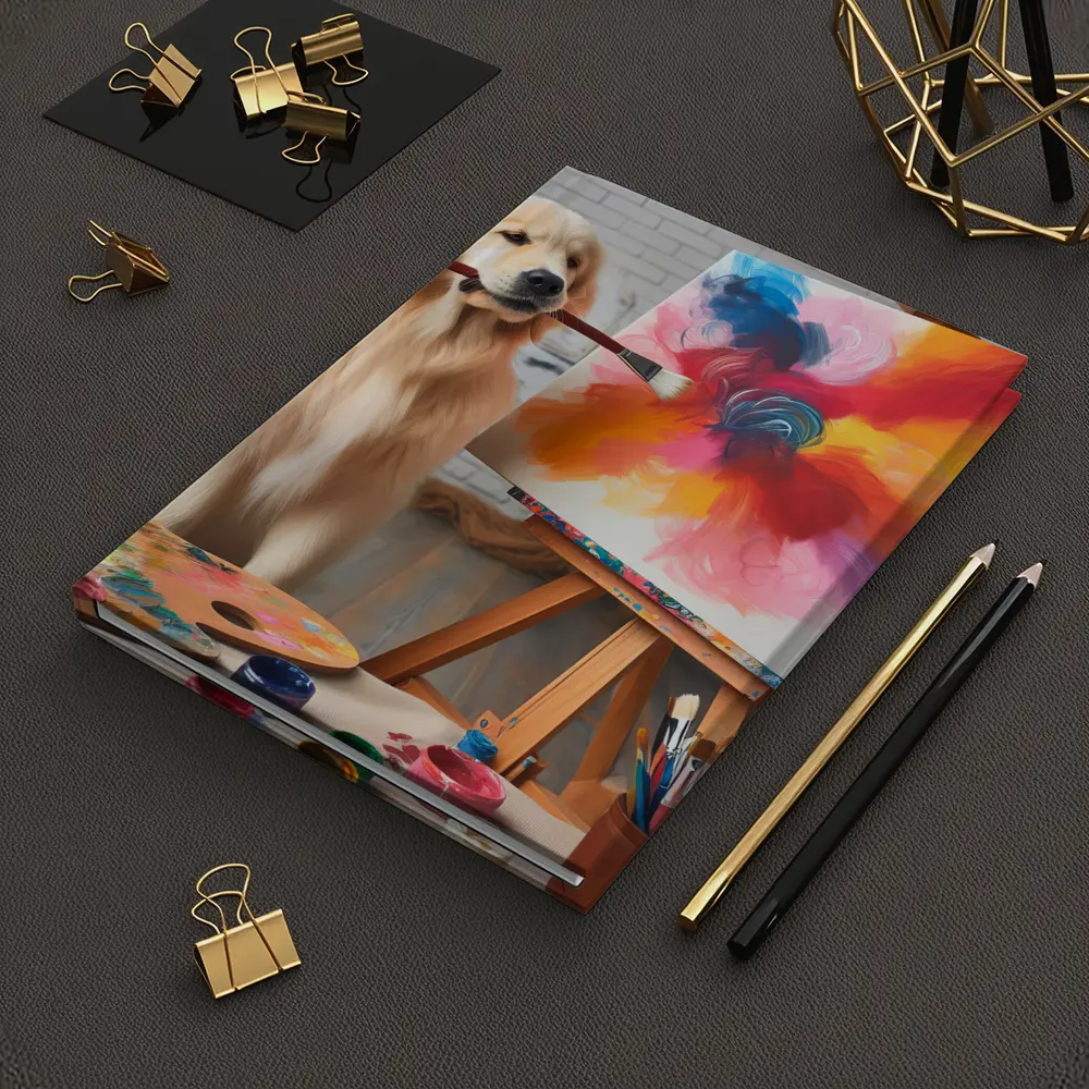 Golden Retriever Painting On Canvas Art Studio – Notebooks