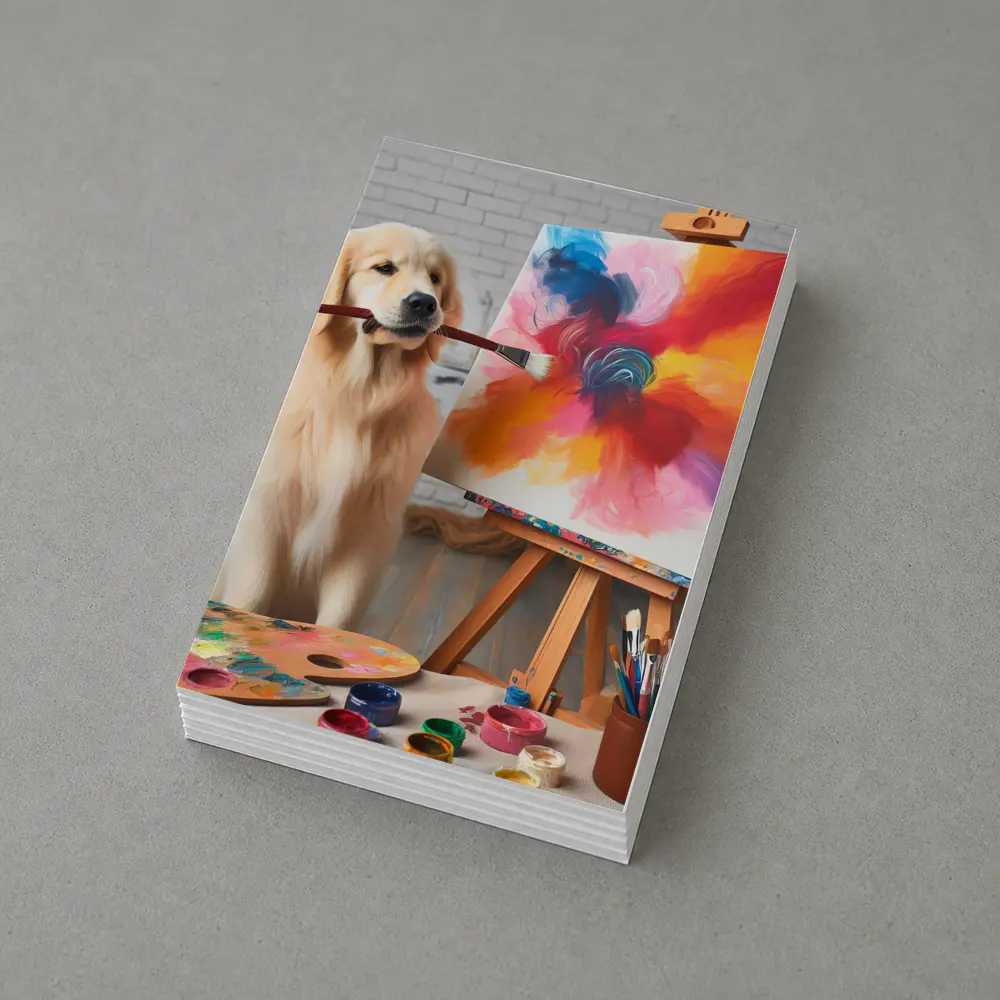 Golden Retriever Painting On Canvas Art Studio – Postcards