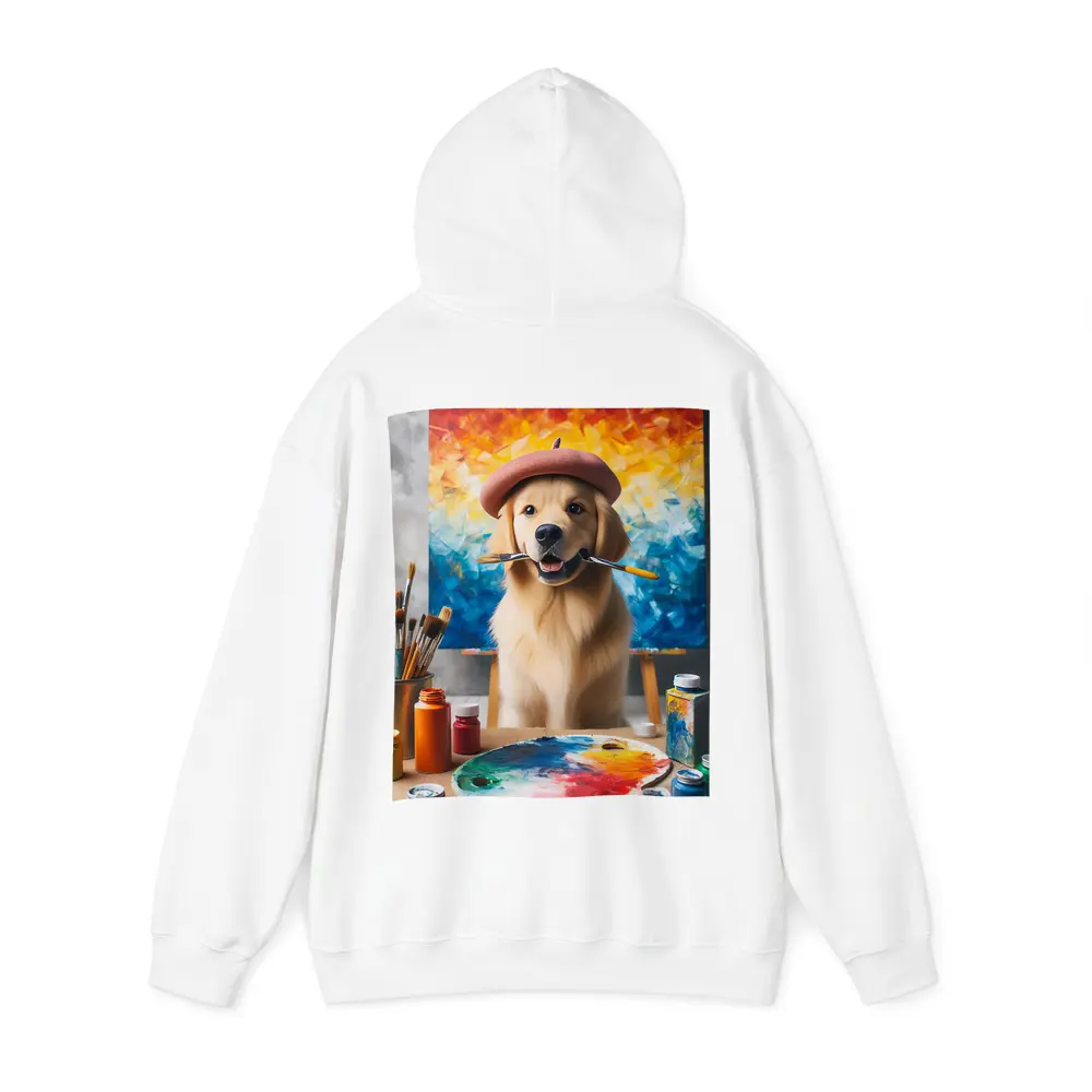 Golden Retriever Artist Wearing Beret With Paintbrushes – Hoodies