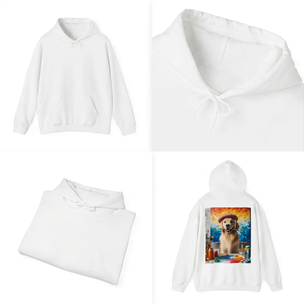 Golden Retriever Artist Wearing Beret With Paintbrushes – Hoodies