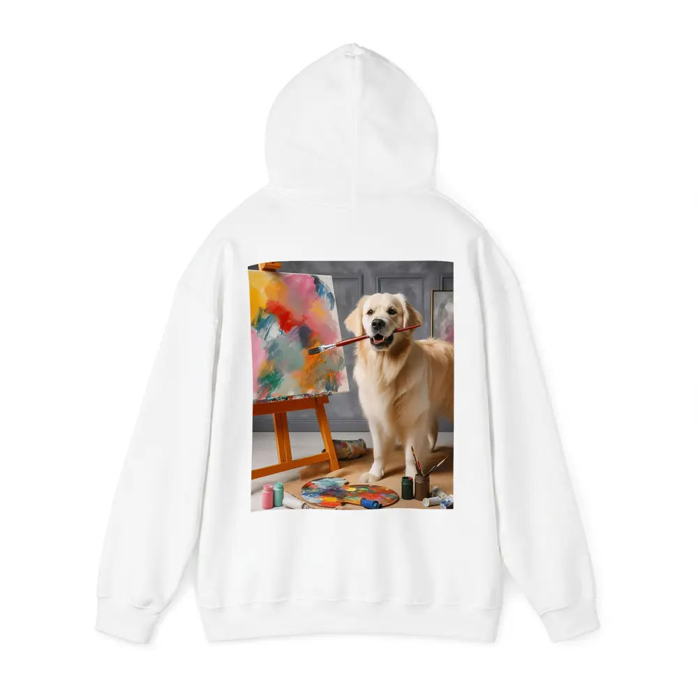 Golden Retriever Artist Painting on Easel – Hoodies