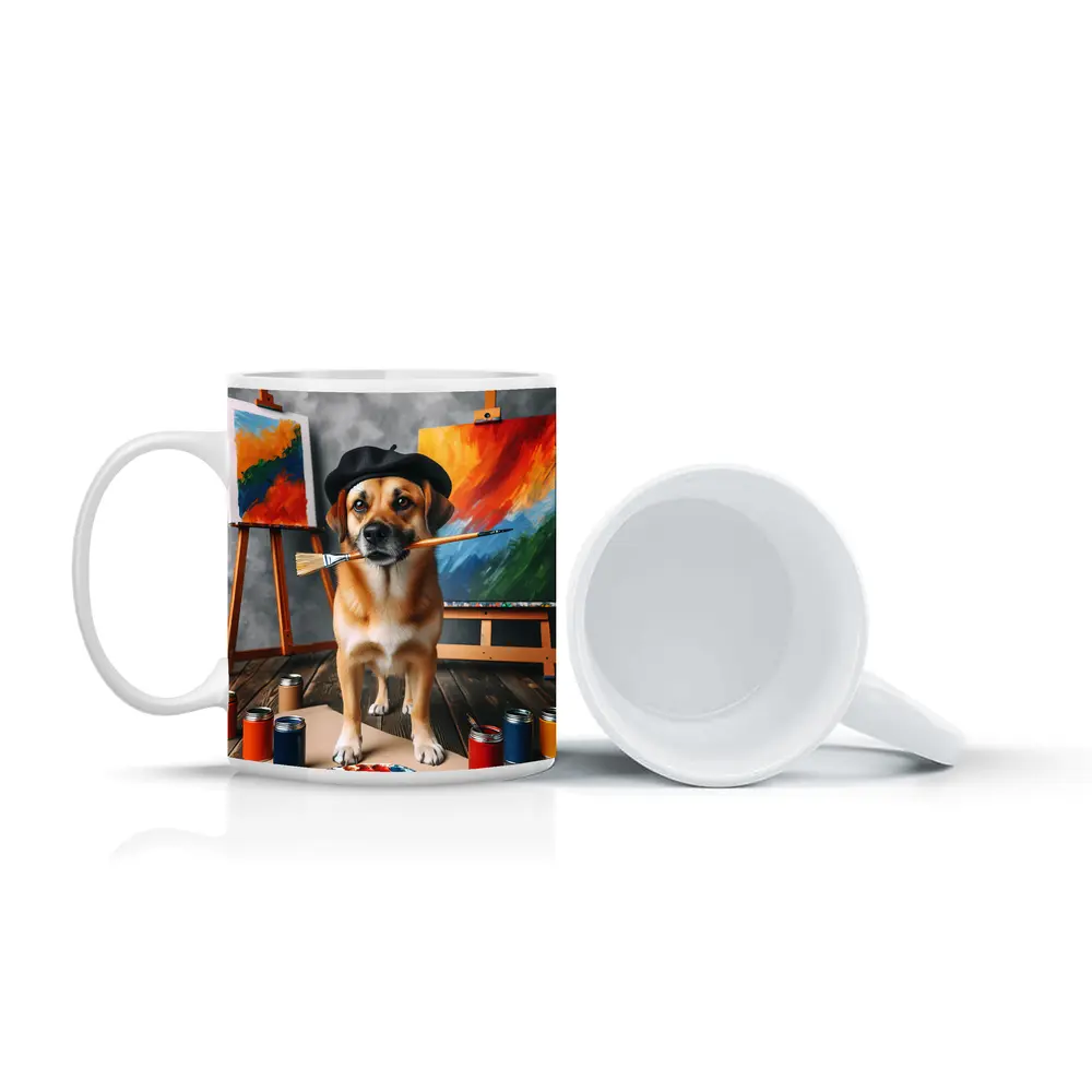 Dog Artist Painter Beret Studio Canvas – Mugs