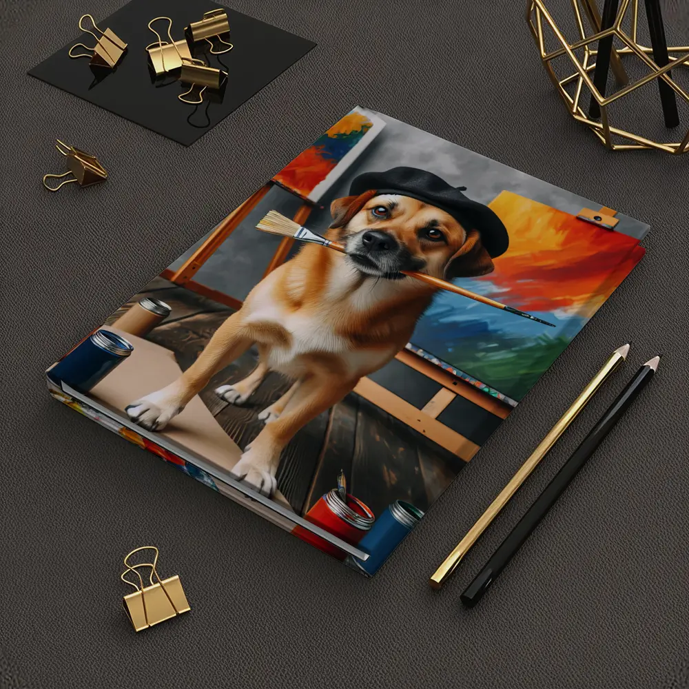 Dog Artist Painter Beret Studio Canvas – Notebooks