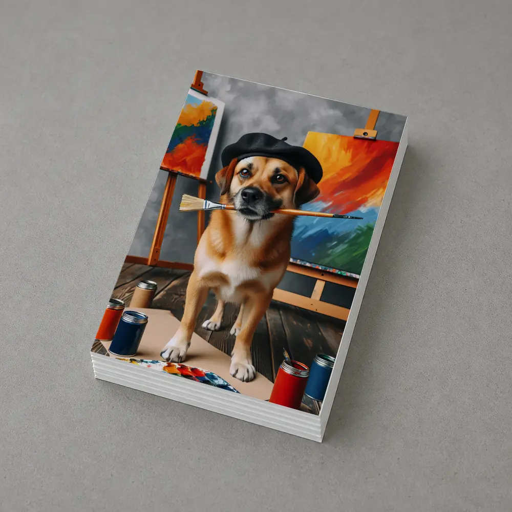 Dog Artist Painter Beret Studio Canvas – Postcards
