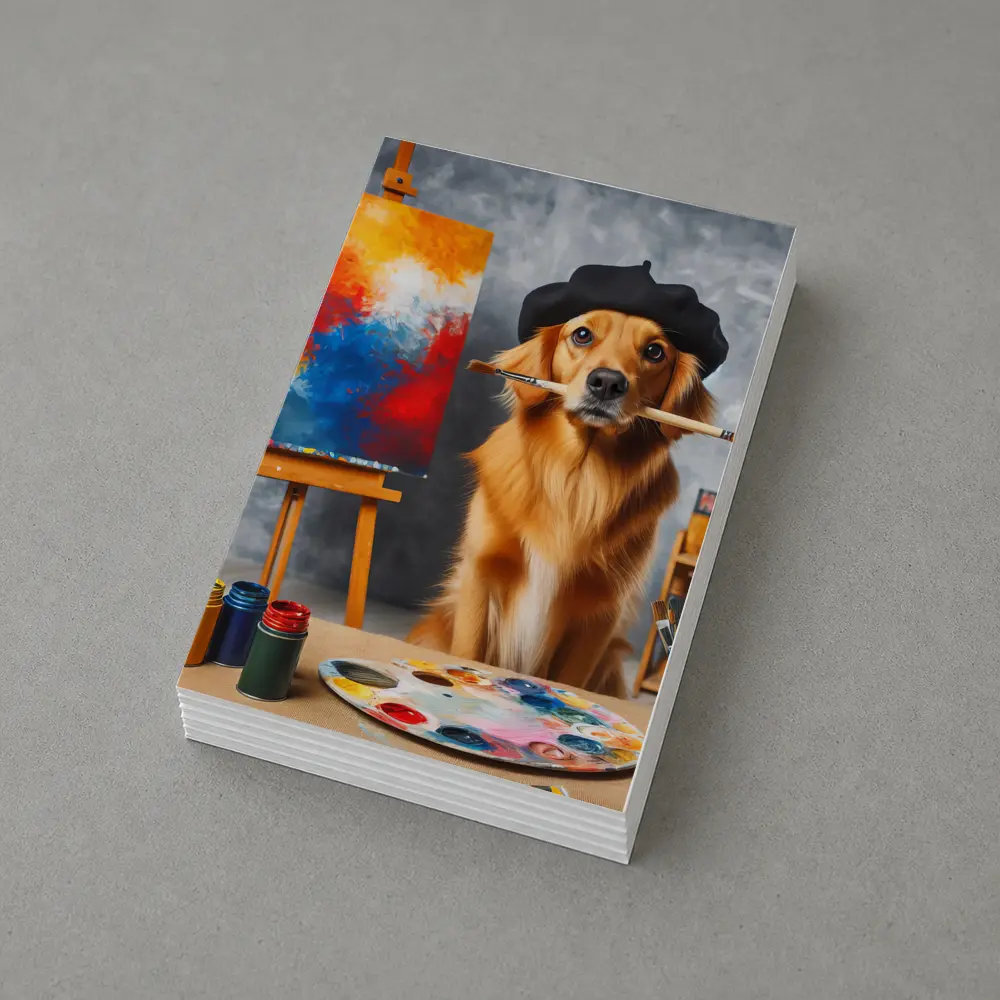 Golden Retriever Artist Wearing Beret Painting – Postcards