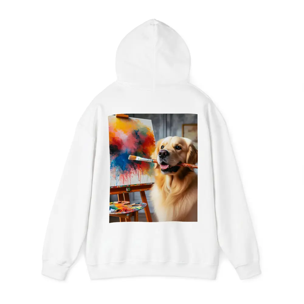 Golden Retriever Artist Painting on Canvas – Hoodies