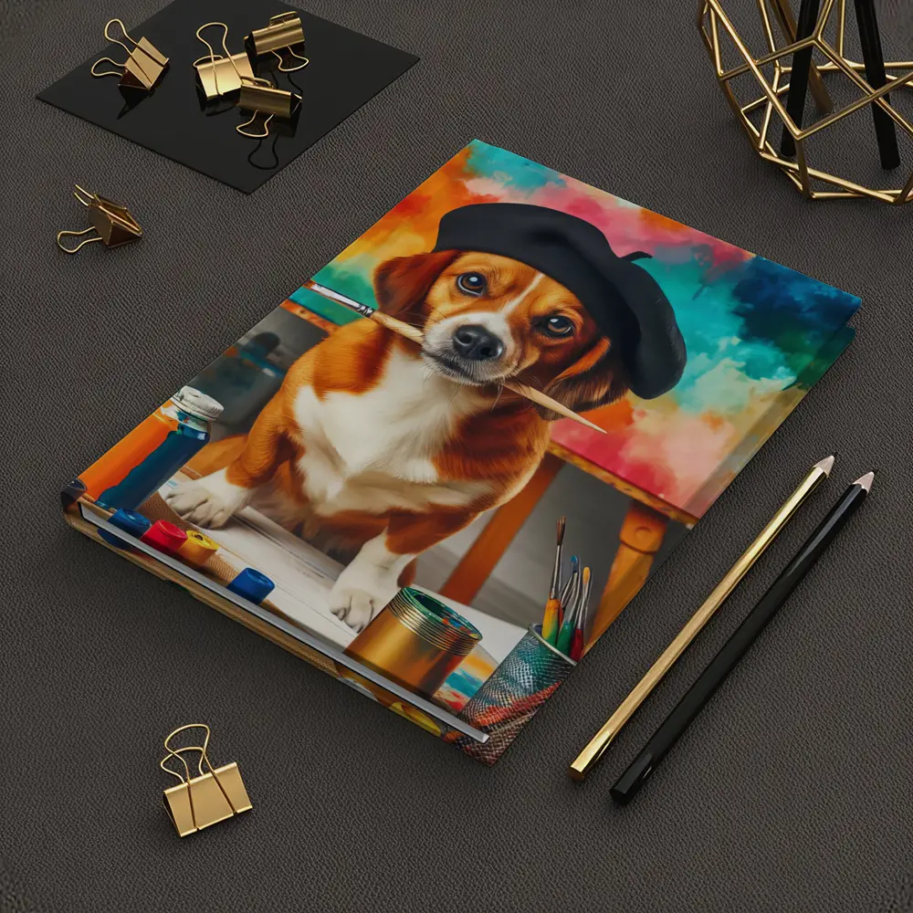 Beagle Artist Beret Paintbrush Colorful Studio – Notebooks