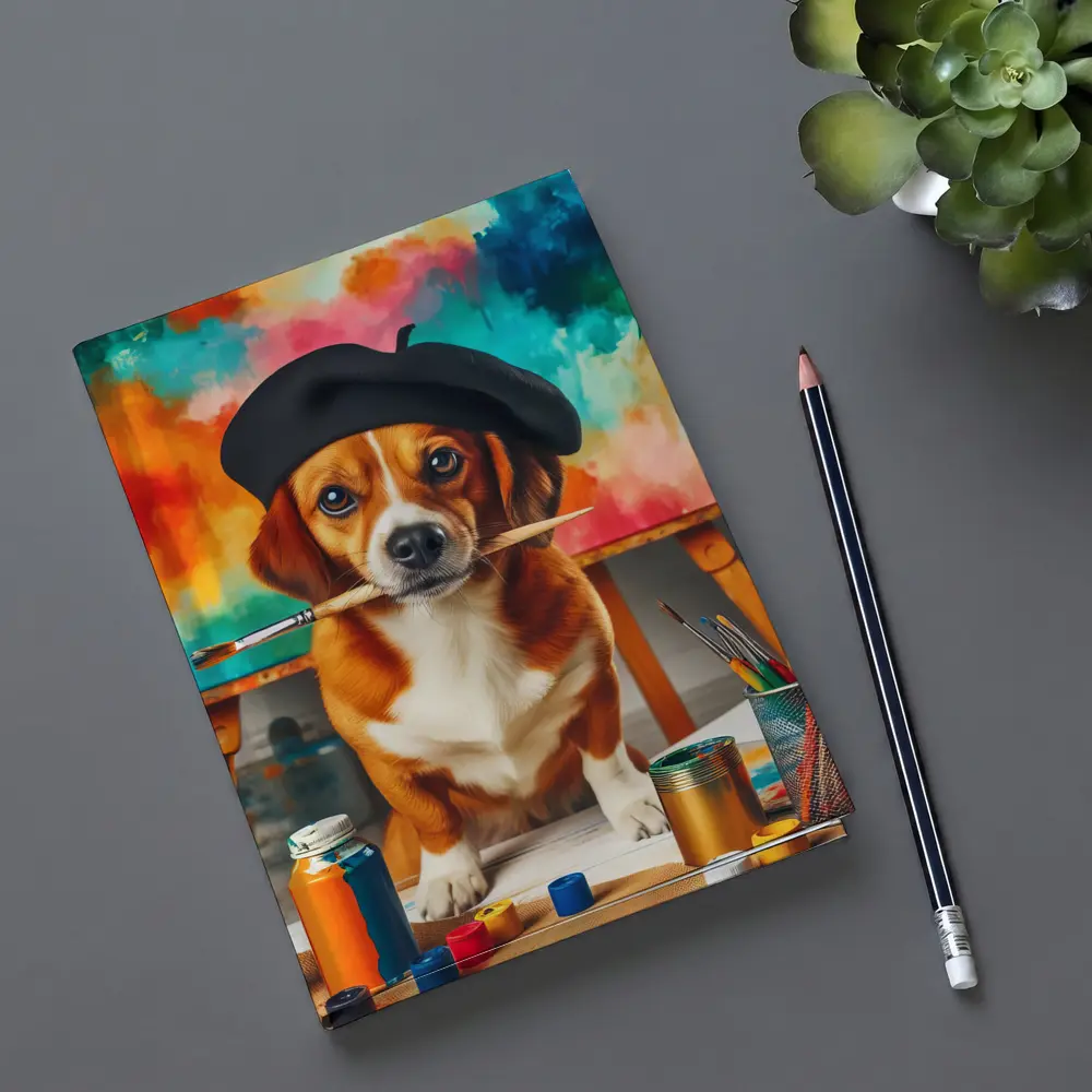 Beagle Artist Beret Paintbrush Colorful Studio – Notebooks