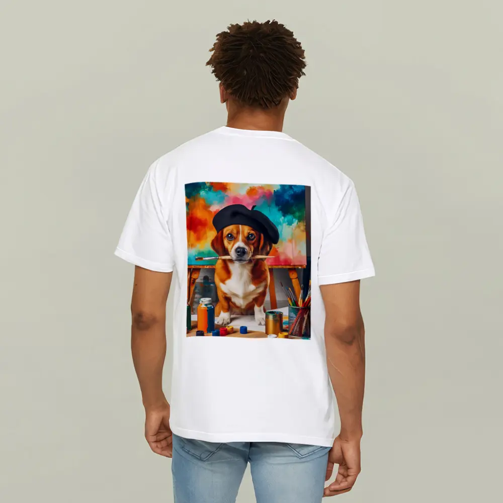 Beagle Artist Beret Paintbrush Colorful Studio – T-Shirts