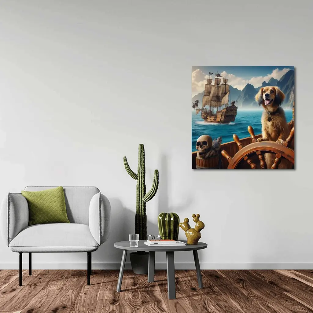 Happy Dog Pirate Ship Ocean Adventure – Wall Art