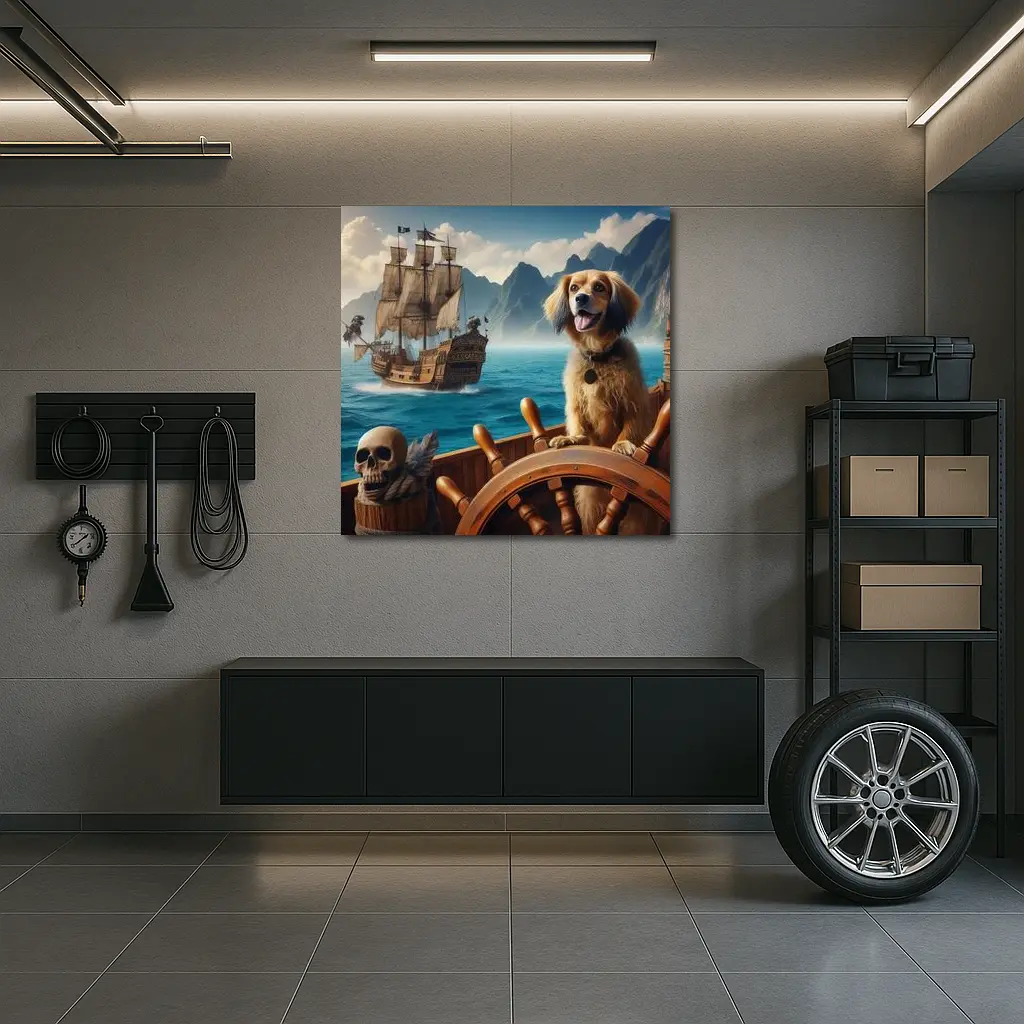 Happy Dog Pirate Ship Ocean Adventure – Wall Art