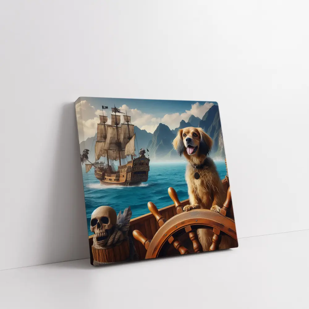 Happy Dog Pirate Ship Ocean Adventure – Wall Art