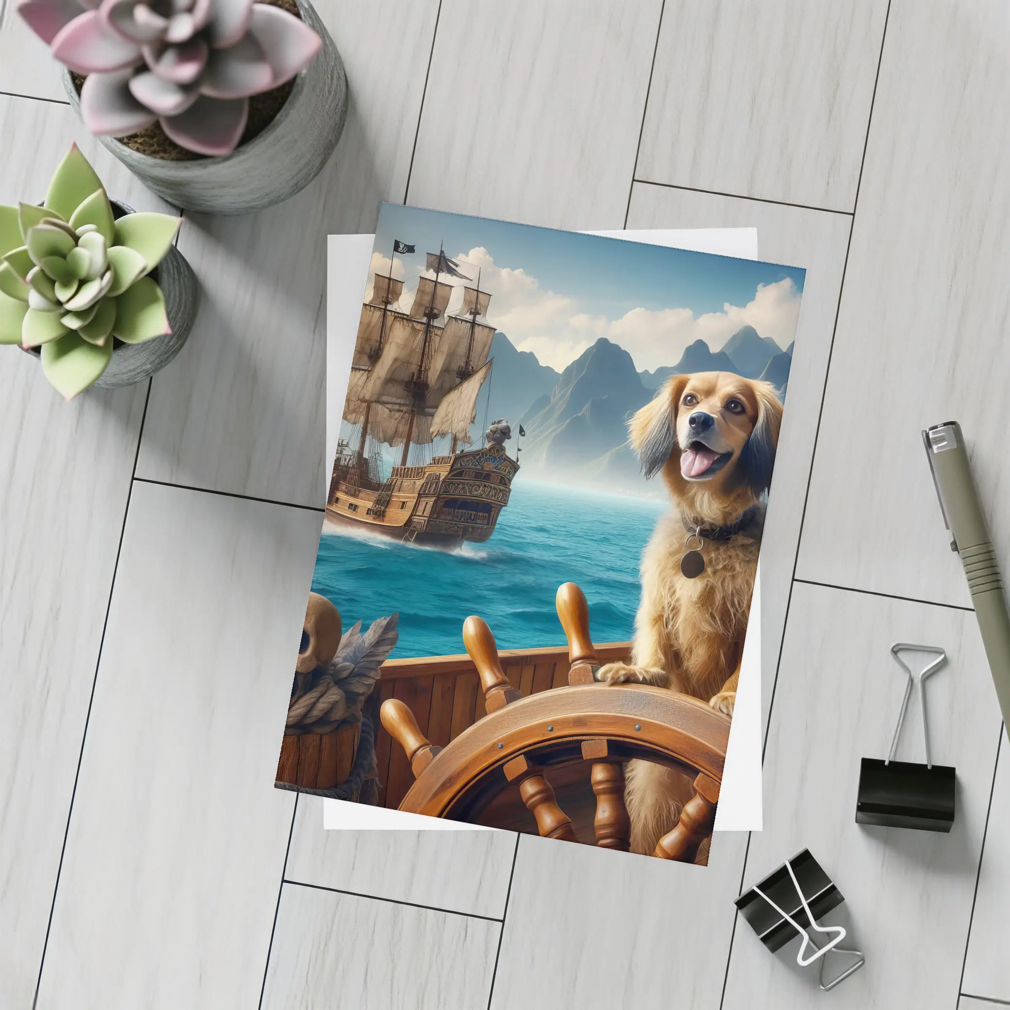 Happy Dog Pirate Ship Ocean Adventure – Postcards