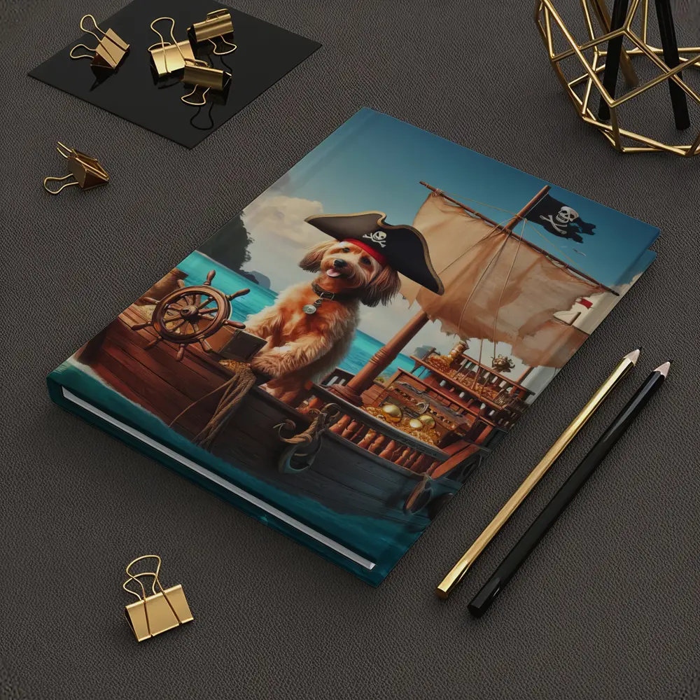 Goldendoodle Pirate Captain On Sailing Ship – Notebooks