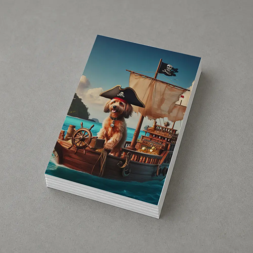 Goldendoodle Pirate Captain On Sailing Ship – Postcards