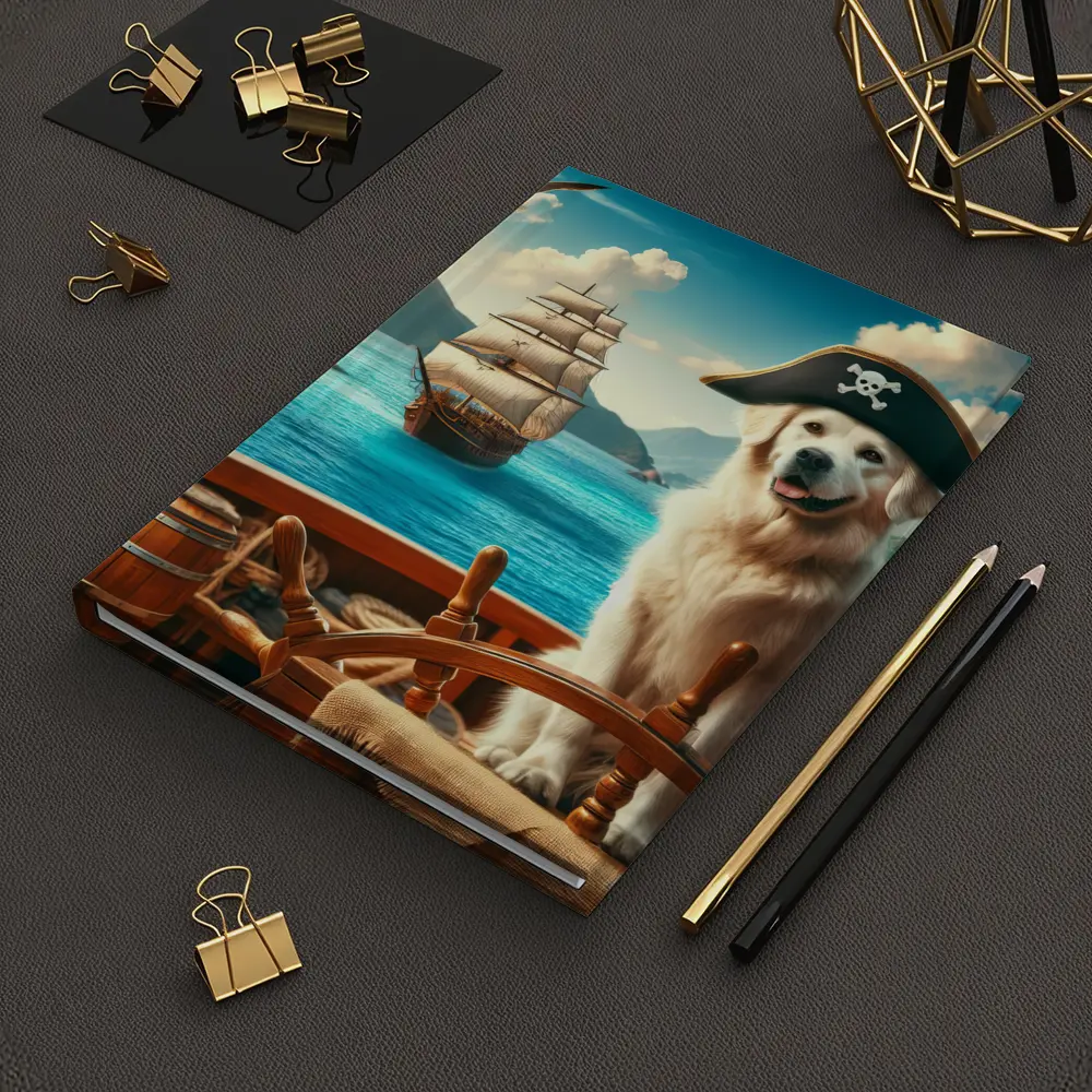 Golden Retriever Pirate Captain Tropical Ship – Notebooks