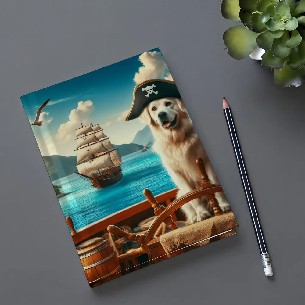 Golden Retriever Pirate Captain Tropical Ship – Notebooks