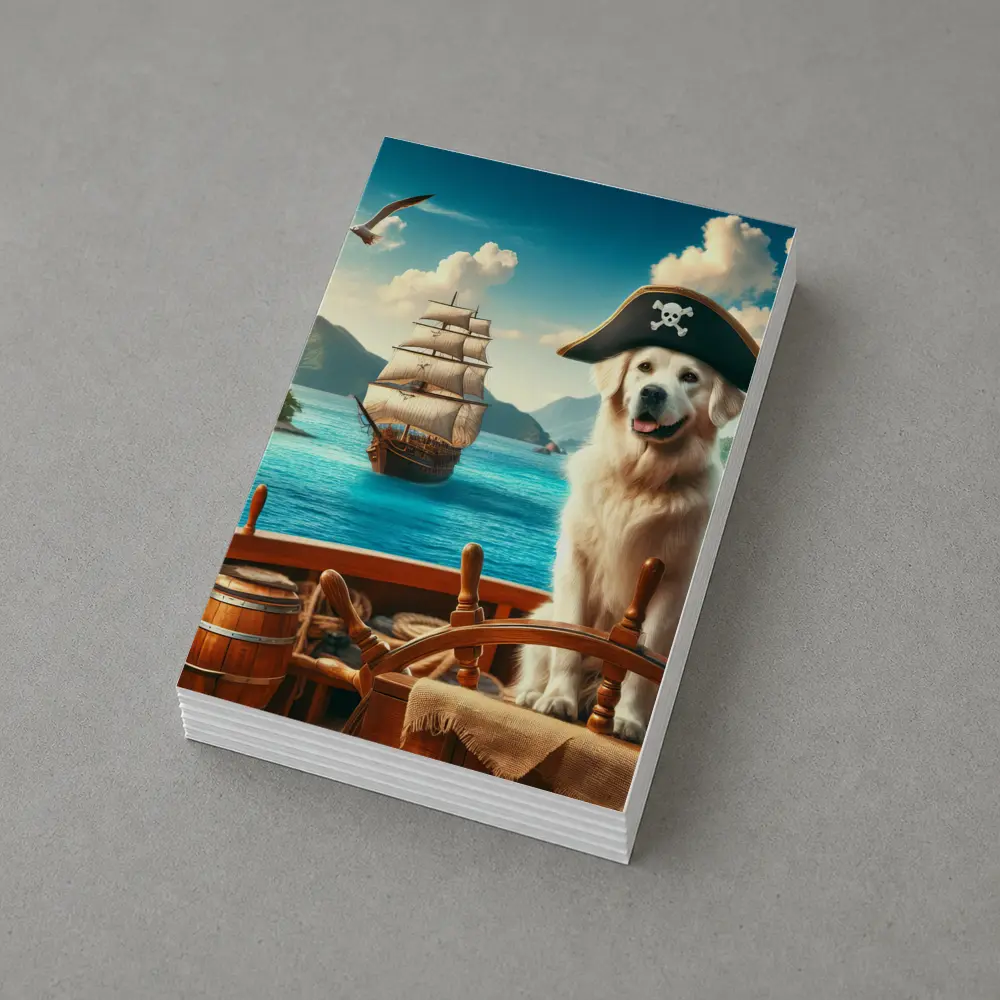 Golden Retriever Pirate Captain Tropical Ship – Postcards