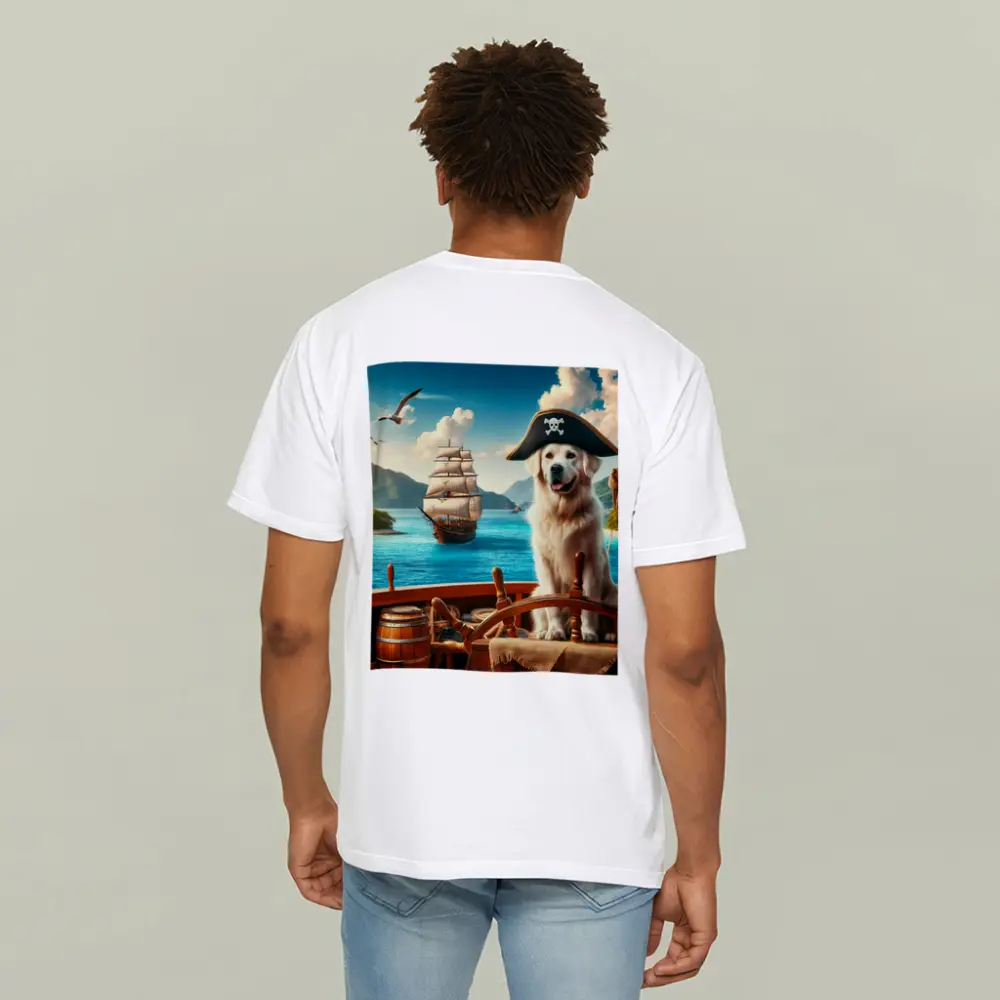 Golden Retriever Pirate Captain Tropical Ship – T-Shirts