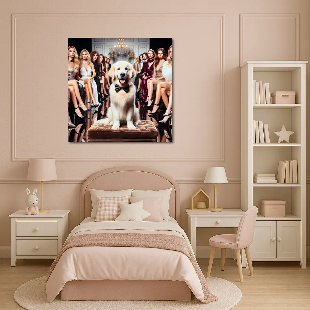 Golden Retriever Dog Fashion Show Glamour – Wall Art