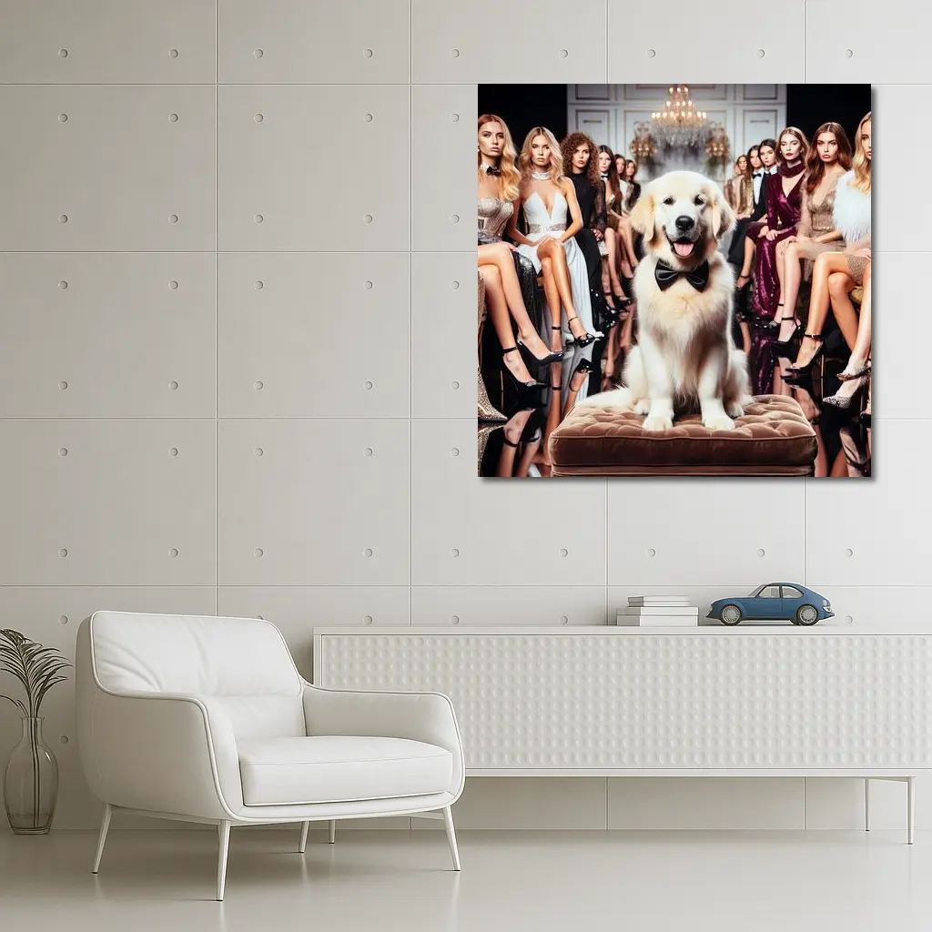 Golden Retriever Dog Fashion Show Glamour – Wall Art