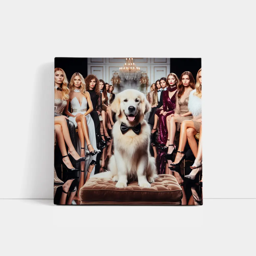 Golden Retriever Dog Fashion Show Glamour – Wall Art