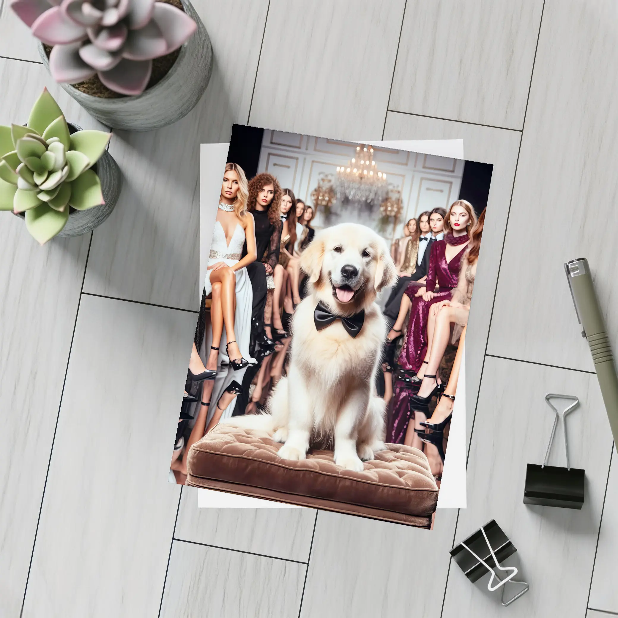 Golden Retriever Dog Fashion Show Glamour – Postcards