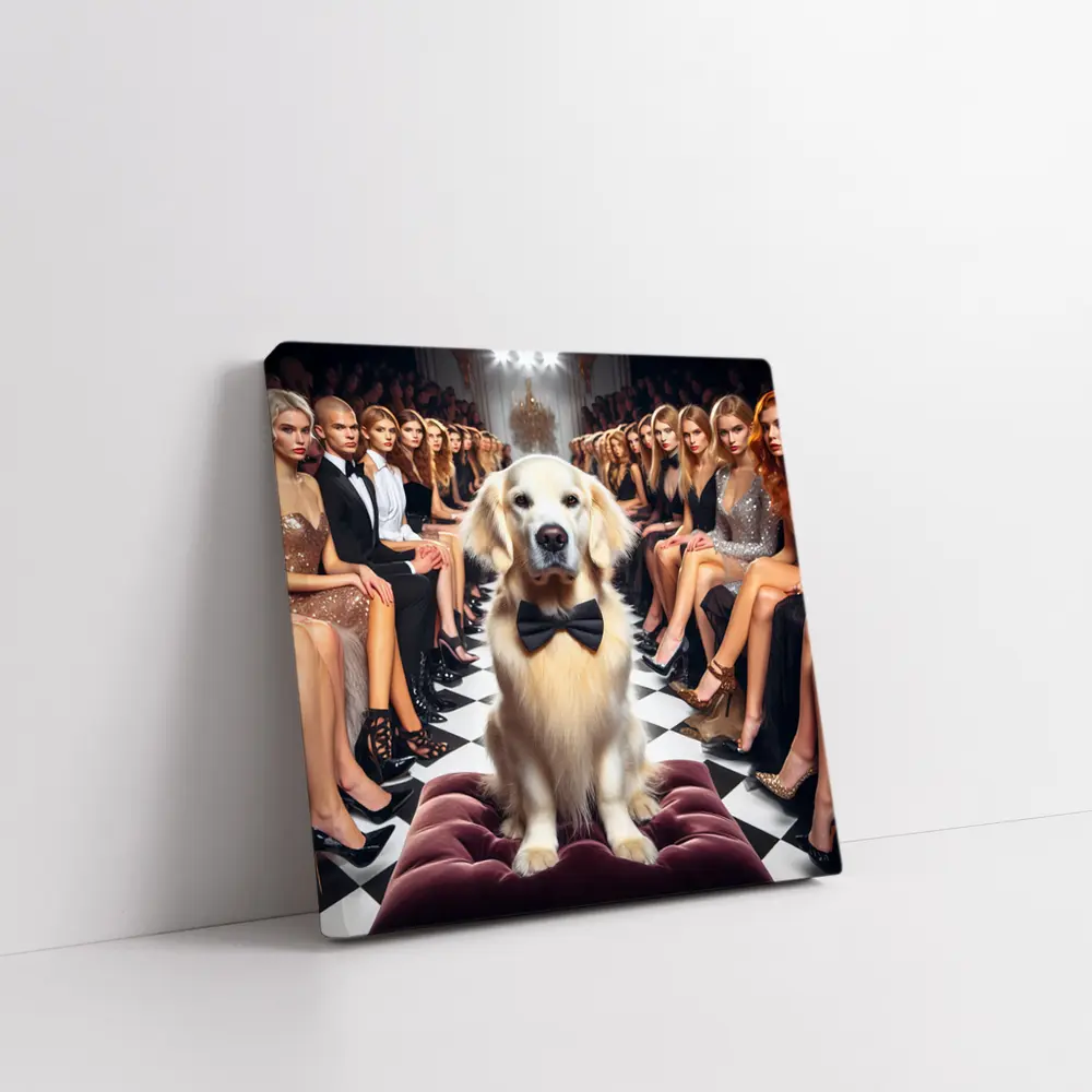 Golden Retriever Bow Tie Fashion Show Runway – Wall Art