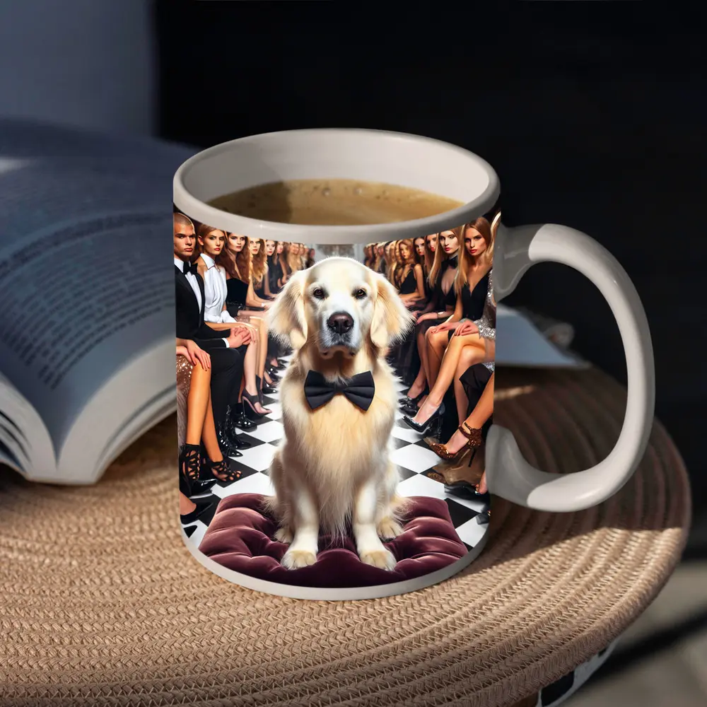 Golden Retriever Bow Tie Fashion Show Runway – Mugs