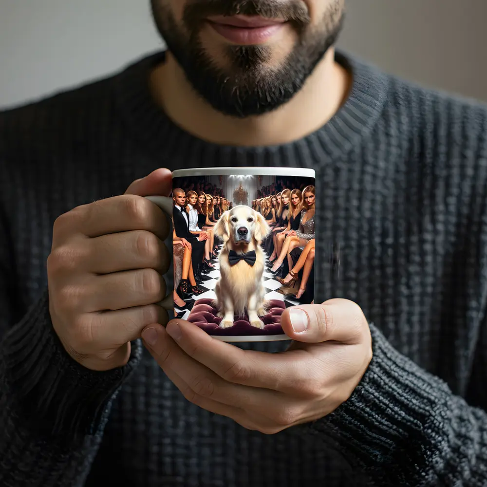 Golden Retriever Bow Tie Fashion Show Runway – Mugs