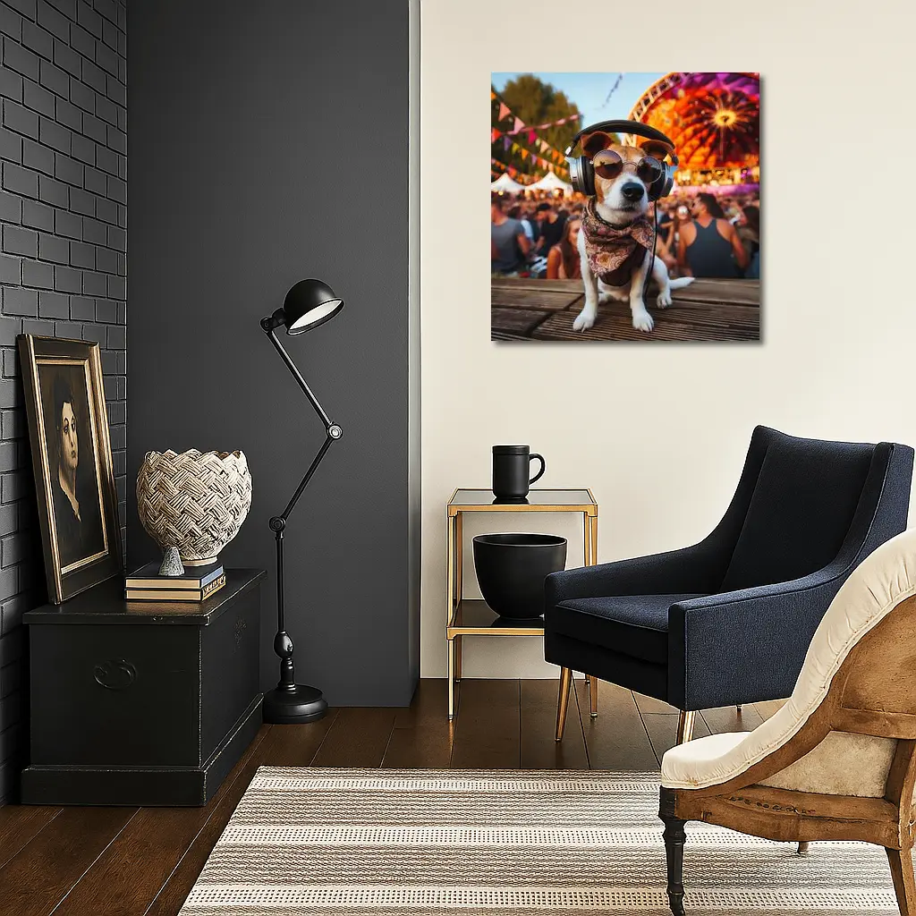 Jack Russell Terrier DJ Festival Crowd Scene – Wall Art